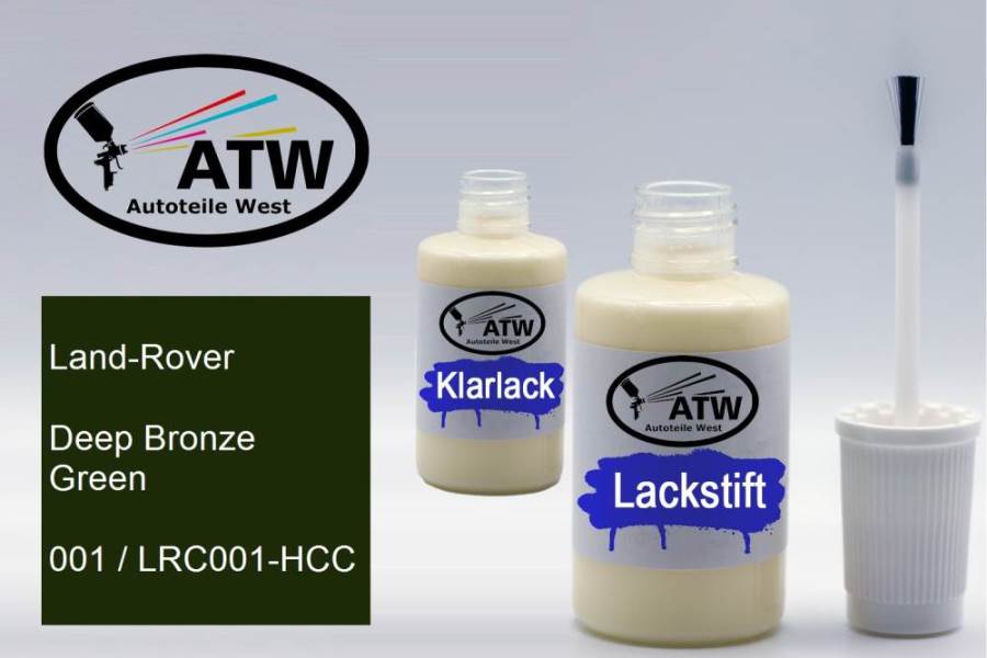 Land-Rover, Deep Bronze Green, 001 / LRC001-HCC: 20ml Lackstift + 20ml Klarlack - Set, von ATW Autoteile West.